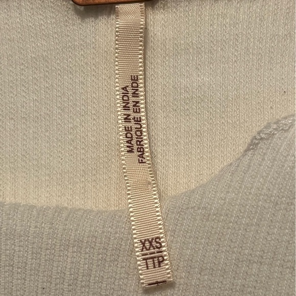 Free People Daniella Lace Shoulder Top Ivory Sz XXS Long Sleeve - Picture 11 of 11